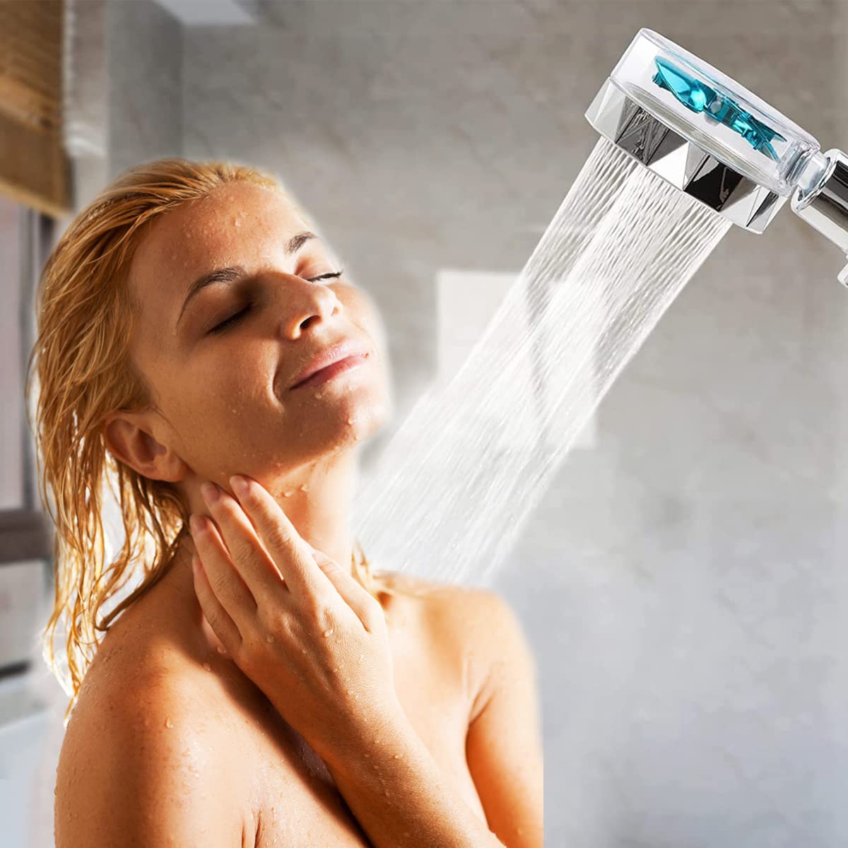 HASTHIP Hand Shower for Bathroom with 360° Rotating Turbocharged Flow and 26×7.8 cm Design | Water Saving Pause Switch and Dual Filter Cotton