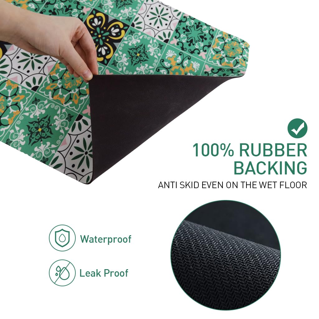 Supvox Dish Drying Mat for Kitchen Counter with Non Slip Rubber Base and Heat Resistance 40x50cm Green