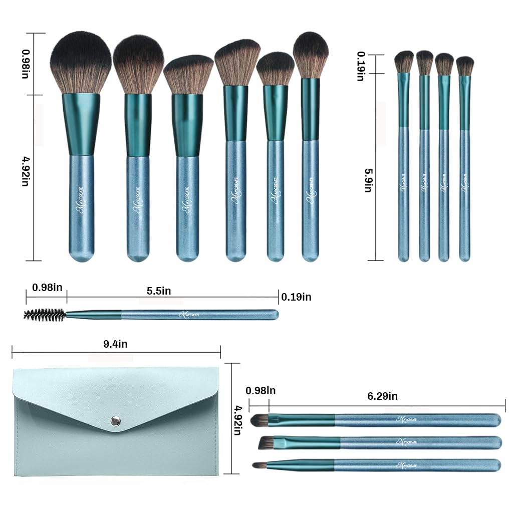 MAYCREATE Makeup Brush Set for Beginners and Artists with 14 Pcs & Wooden Handles | Soft Synthetic Bristles