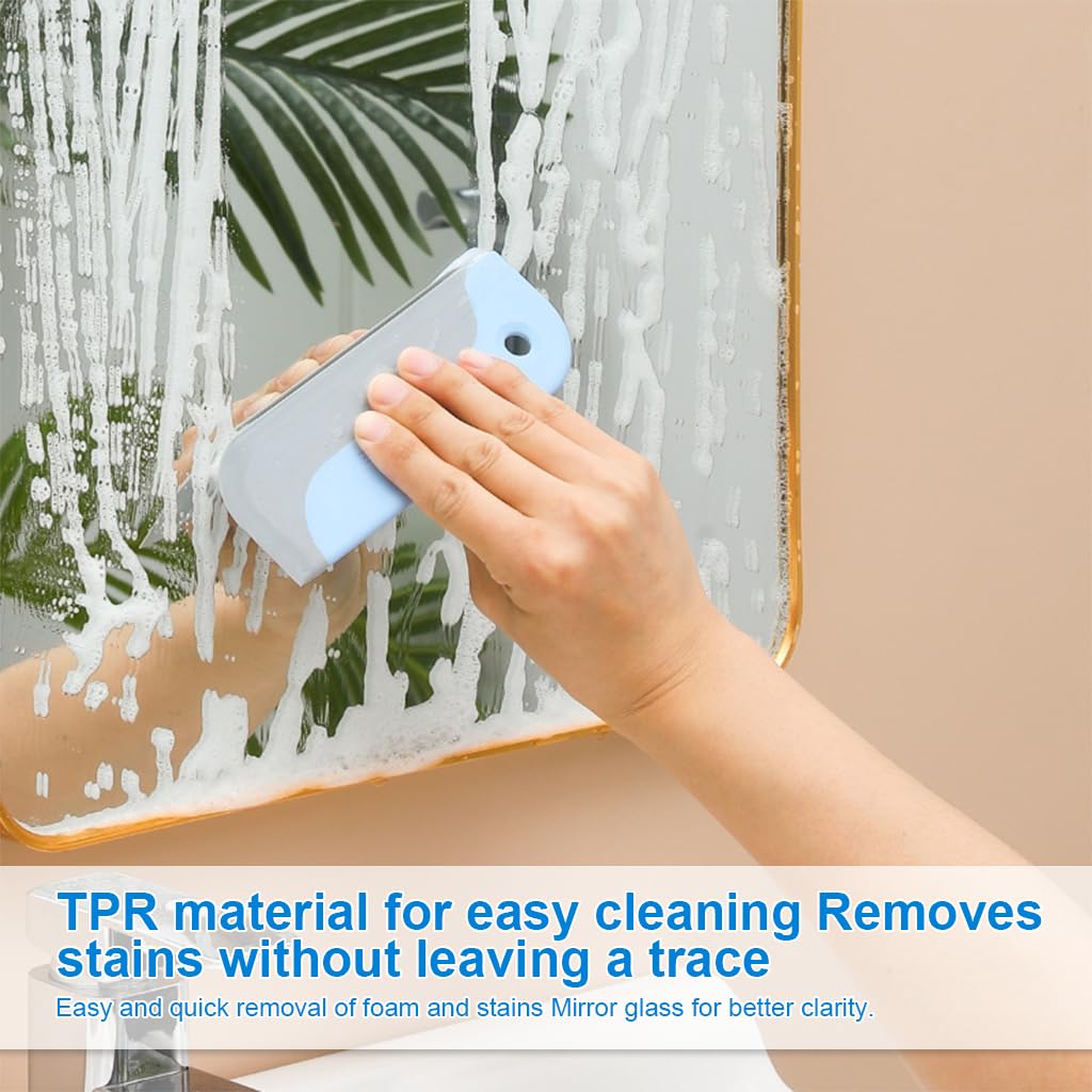 ZIBUYU Bird Glass Wiper for Bathroom Mirrors with Ergonomic Handle and Soft TPR Edge | 3-Piece PP Cleaning Tool Set