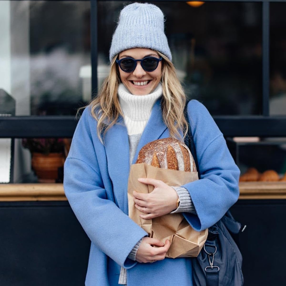 Venzina Knit Fake Turtleneck Collar for Layered Winter Style with Flounce Hem | 2pcs Black and White Acrylic Neck Warmer