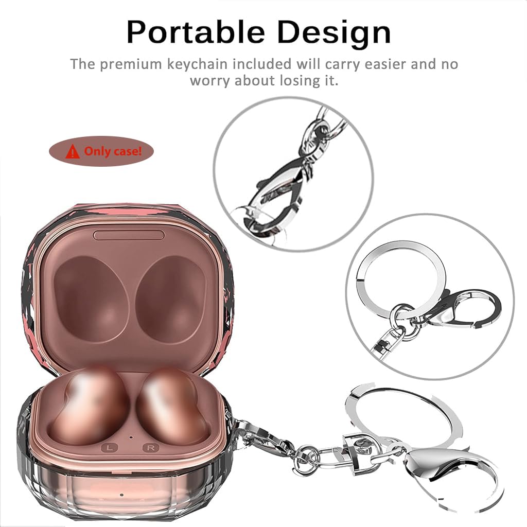 ZORBES Earphone Case Cover for Samsung Galaxy Buds with Diamond Design and Key Ring | Transparent PC Protection