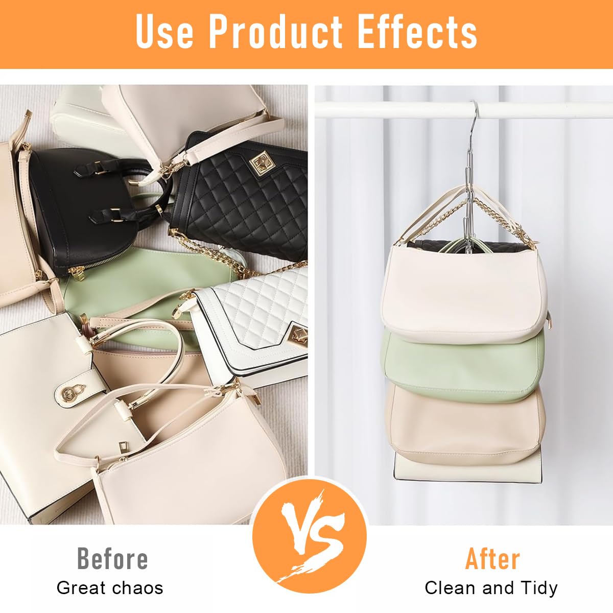 HASTHIP Handbag Organizer Rack for Closet with Dual Metal Hooks holding up to 6 Bags | Space Saving Purse Hanger