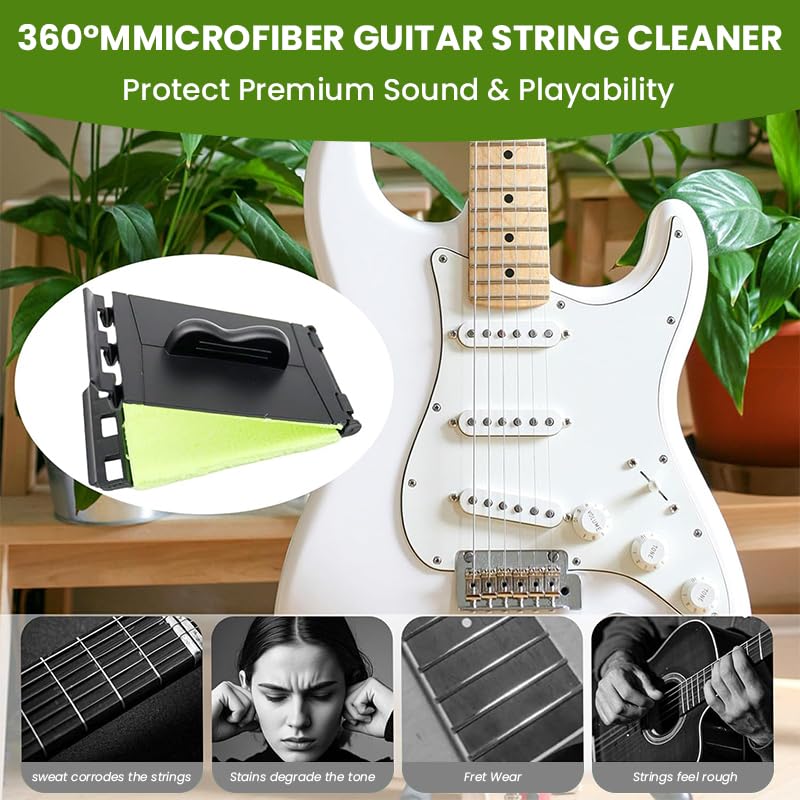 HASTHIP® Guitar String Cleaner Pad Double-Sided Scouring Polishing Fretboard Cleaning Cloth Reusable Maintenance Tool for Acoustic Electric Bass Accessory 3PCS