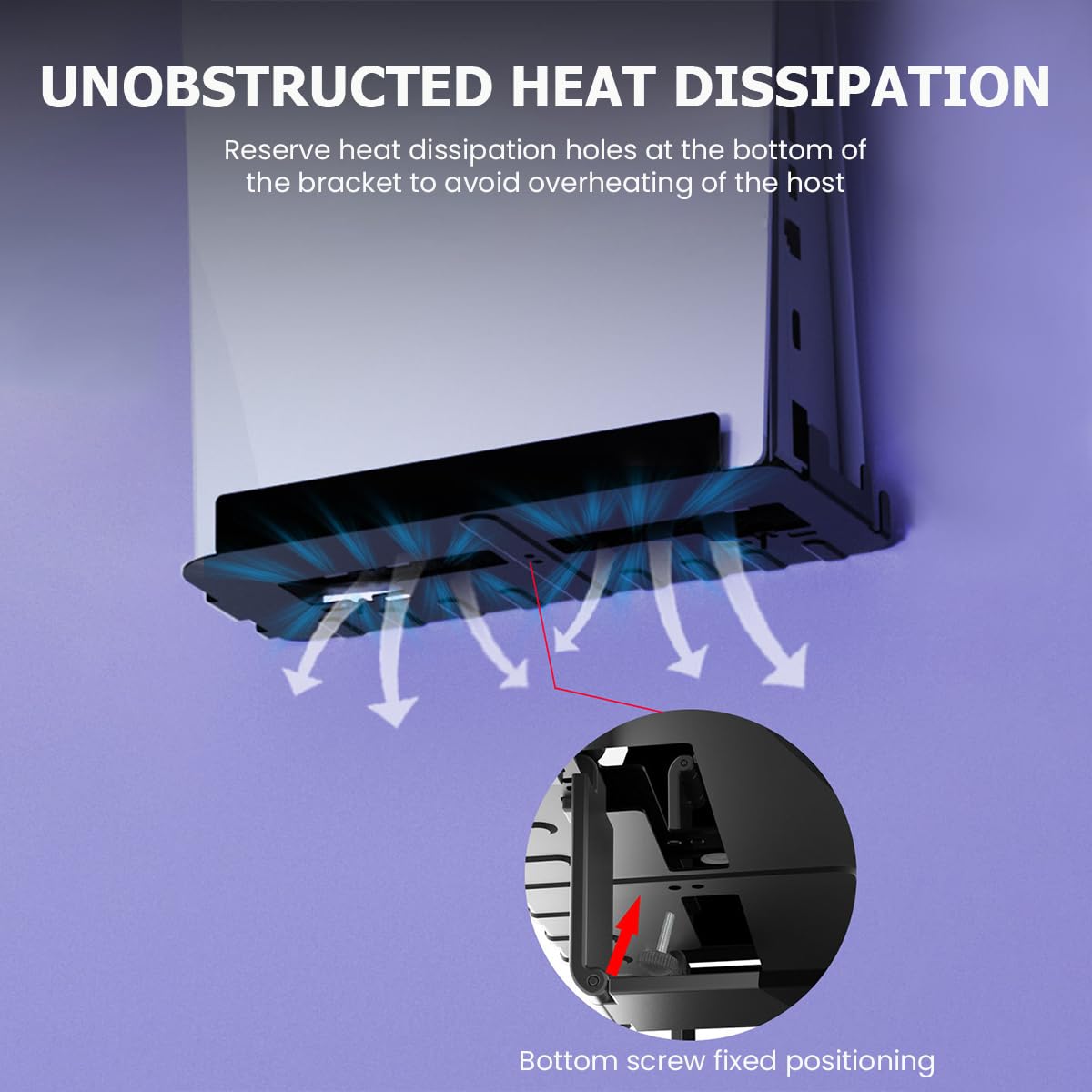 Wall Mounted Storage Bracket for PS5 Console with Screw Set and Metal Hooks | Space Saving Organizer for Controller and Headset