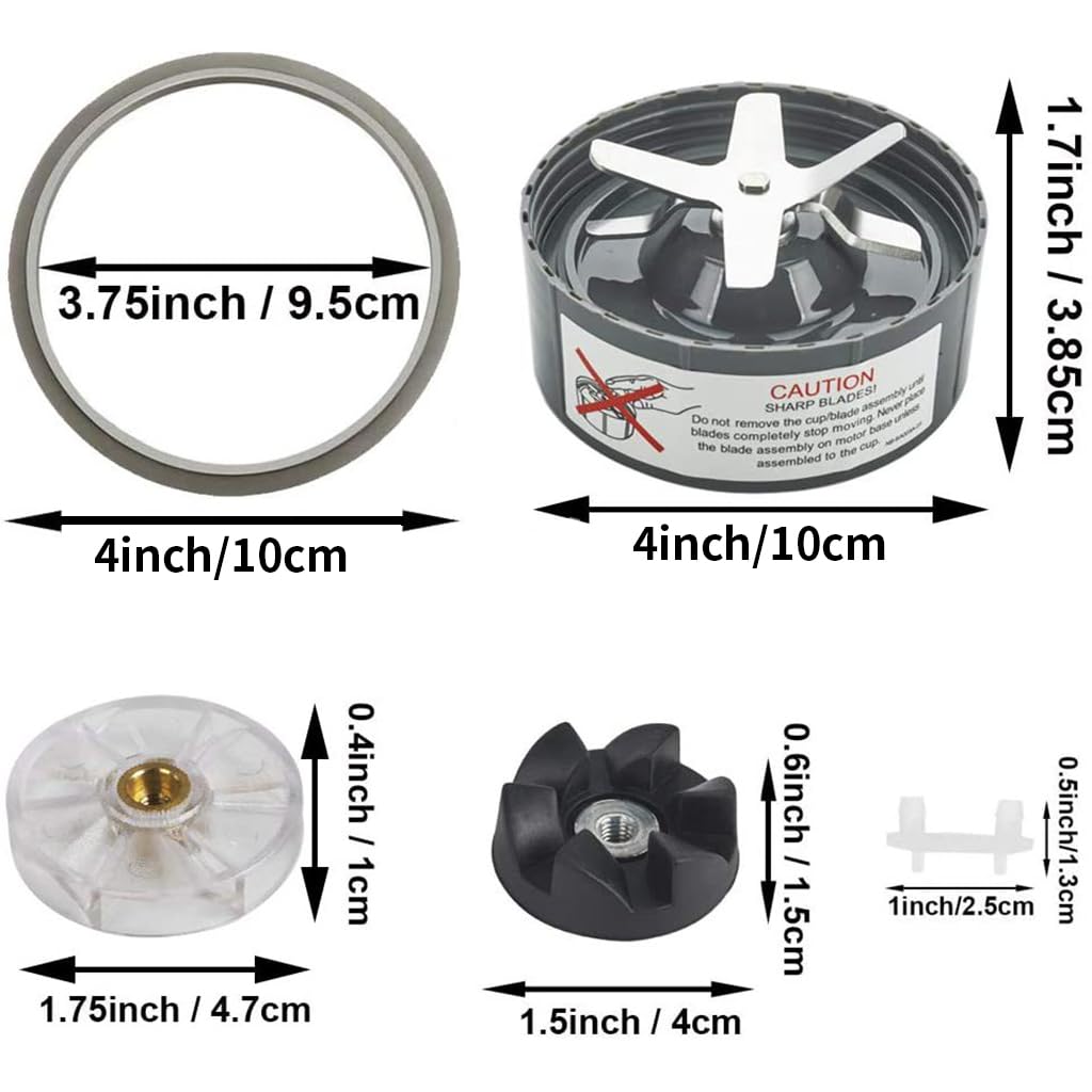 HASTHIP® 8 Pieces Blender Replacement Parts Extractor Blade for NutriBullet 600W & Pro 900W Series Includes Blender Base, Gaskets, Motor Coupler, Rubber Feet