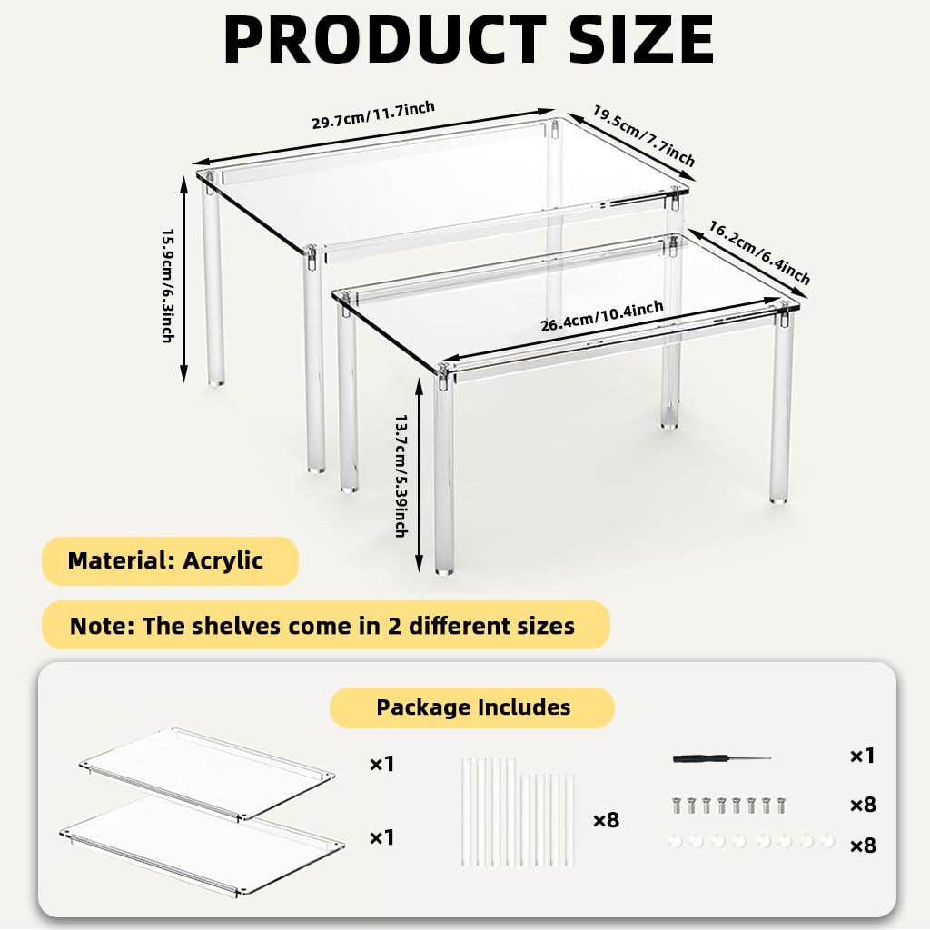 HASTHIP Acrylic Cabinet Organizer for Kitchen Pantry Storage and Stackable Shelves | Desk Countertop Organization