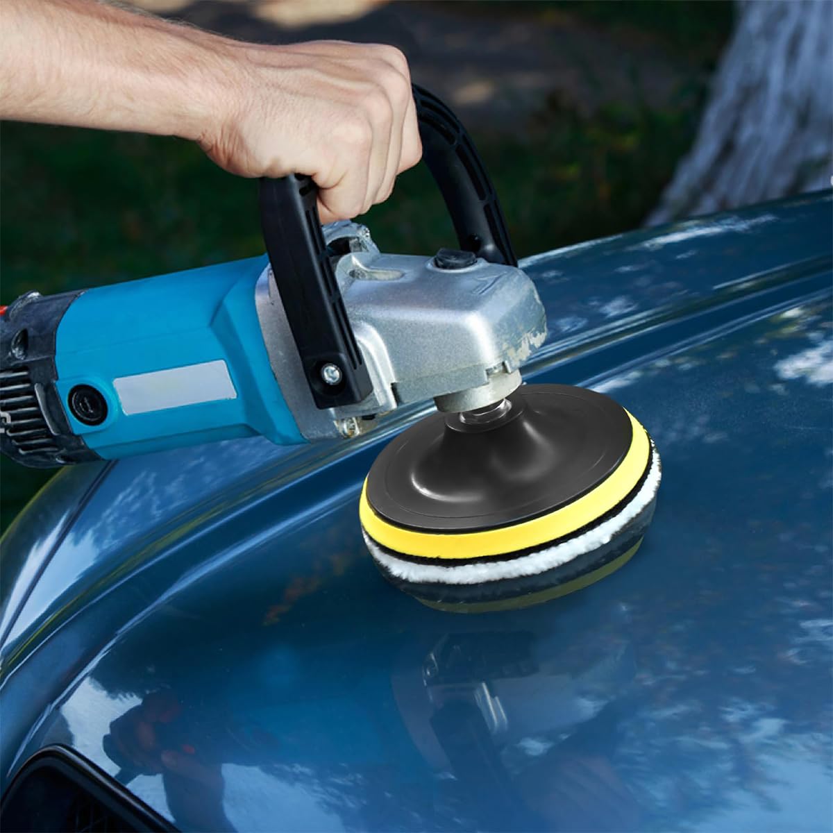 STHIRA Polishing Buffing Pads for Power Drill with 7 in Backing Plate & Synthetic Wool | 4 Pcs Set