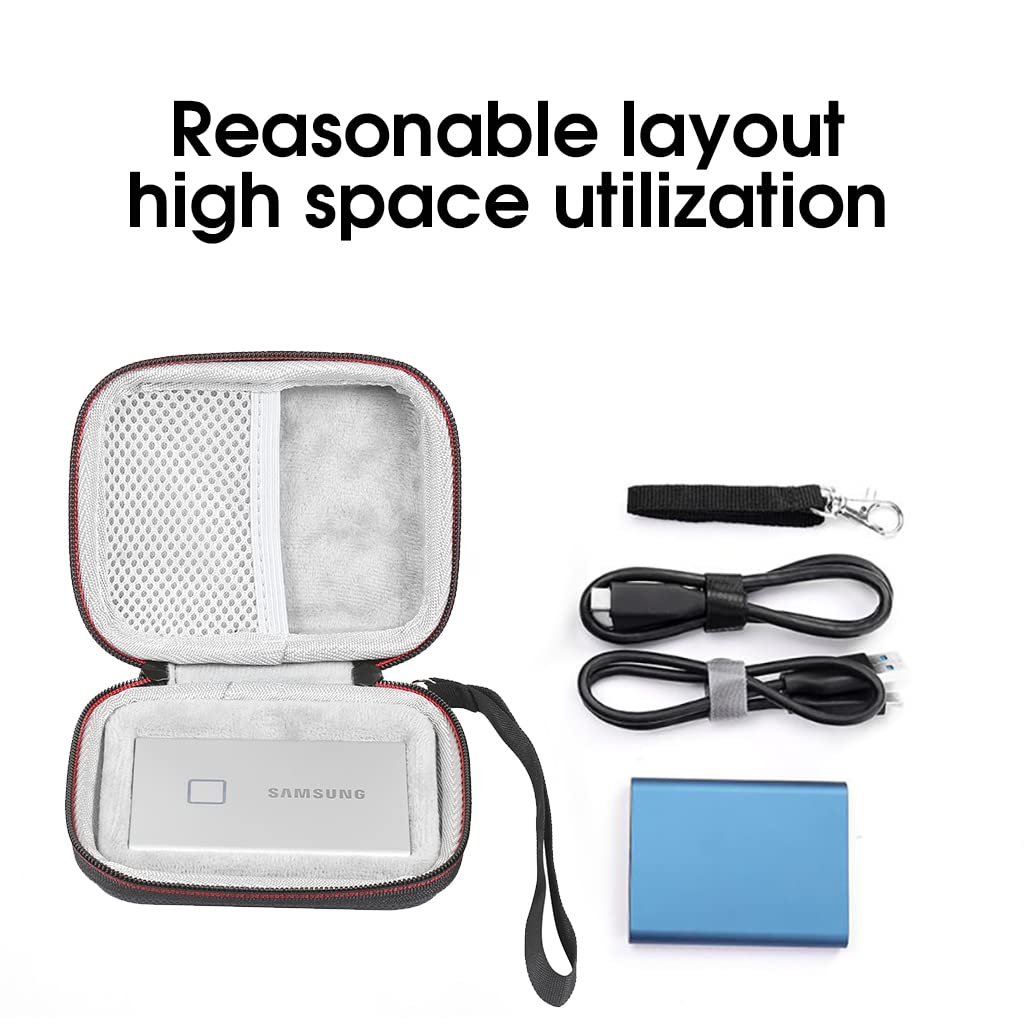 ZORBES Storage Bag for Samsung T7 Touch Portable SSD with Handstrap Black 2PCS | 14×10×3.5cm Shockproof Travel Organizer