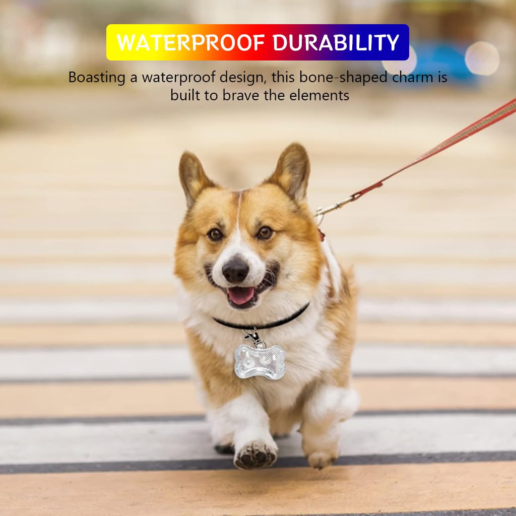 Qpets Dog Collar Charms for Night Safety featuring 7 Color LED Light and Waterproof Design