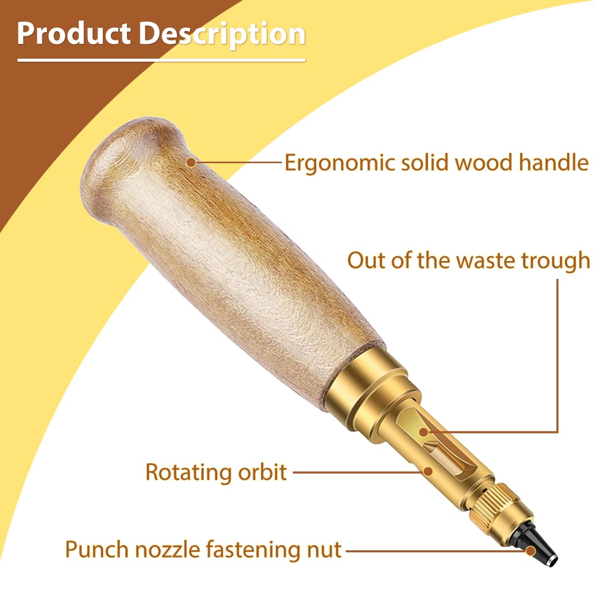 HASTHIP Adjustable Screw Leather Hole Punch for DIY Craft with 6 Bits 1.5–4mm | Wooden Handle