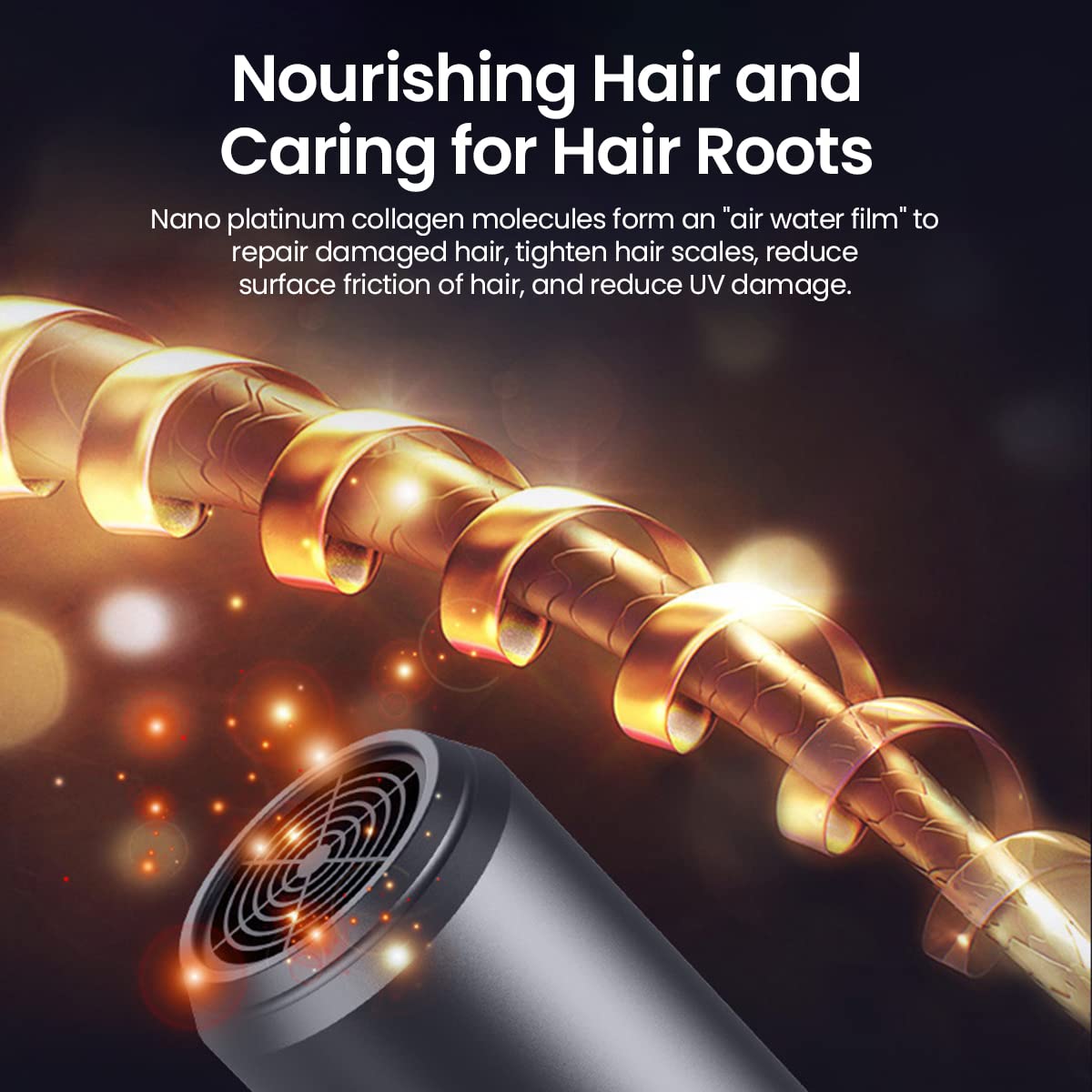 HANNEA Hair Dryer for Home and Travel with 1200W Motor and 58° Smart Temperature Control | Grey