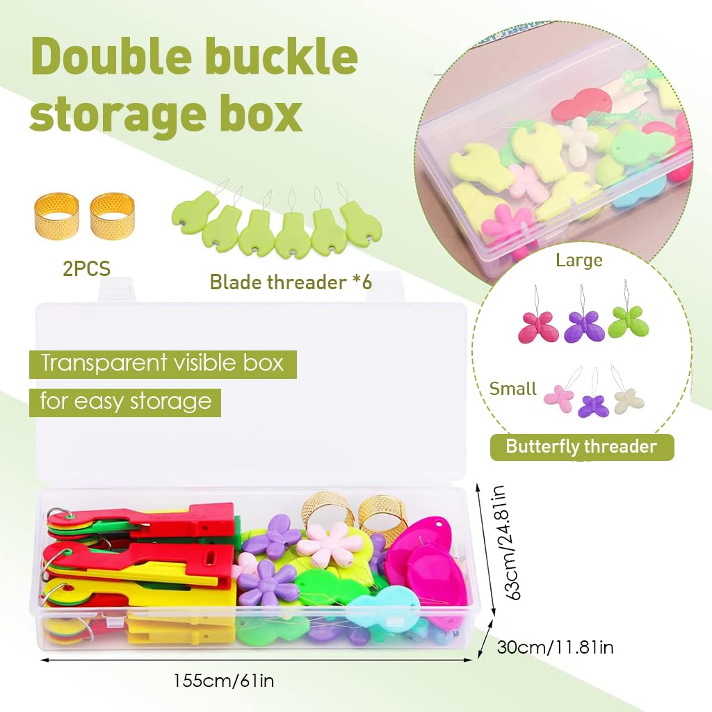 HASTHIP Needle Threaders Set for Hand Sewing featuring 9 Types & 51Pcs with Metal Loops