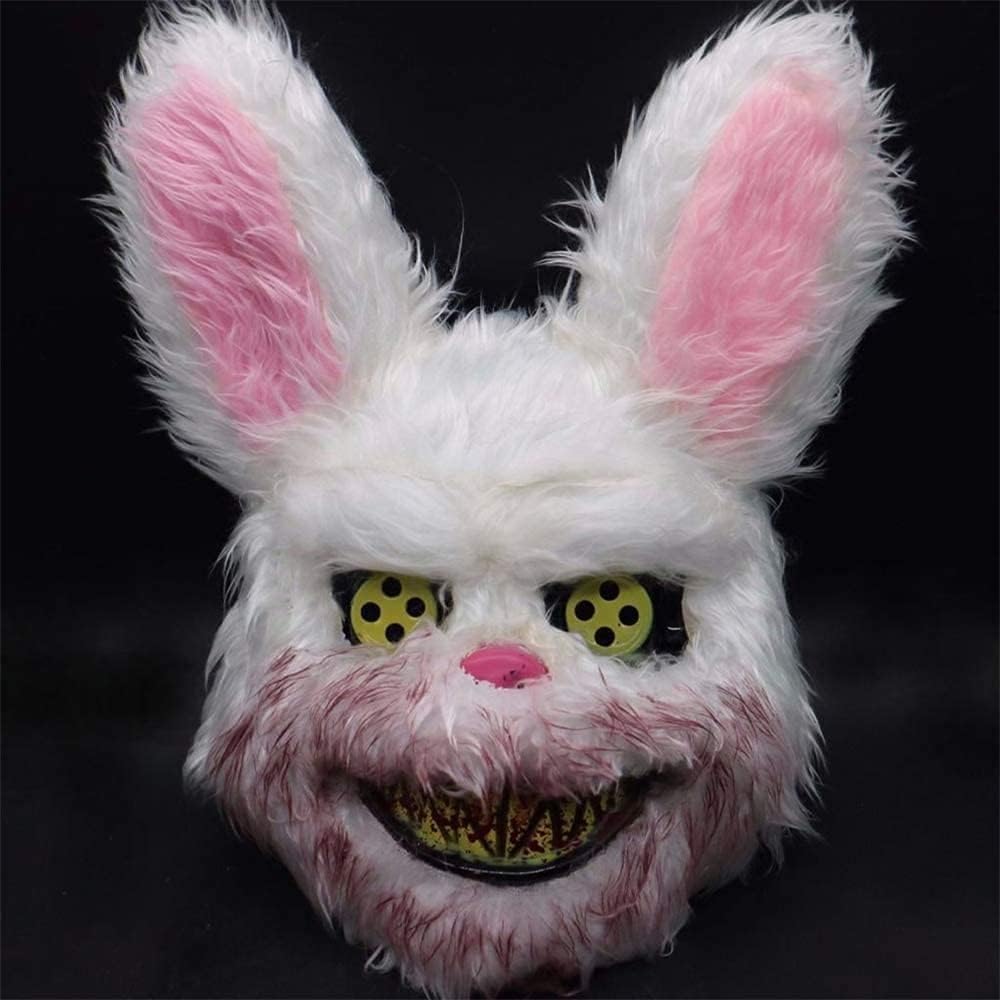 PATPAT® Halloween Led Mask Scary Rabbit Mask, Light Up Halloween Creepy Bunny Mask, Luminous Scream Mask Plush Cosplay Mask Prank Horror Mask for Kids Adult, Furry Cool Led Mask Costumes Accessories