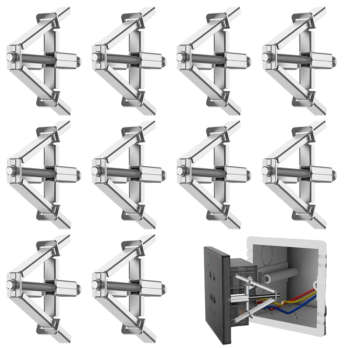 Serplex Electrical Box Repair Kit for 86 and 118 Switch Sockets with Adjustable 48–85mm Carbon Steel Support Rod | Home & Office Outlet Fix