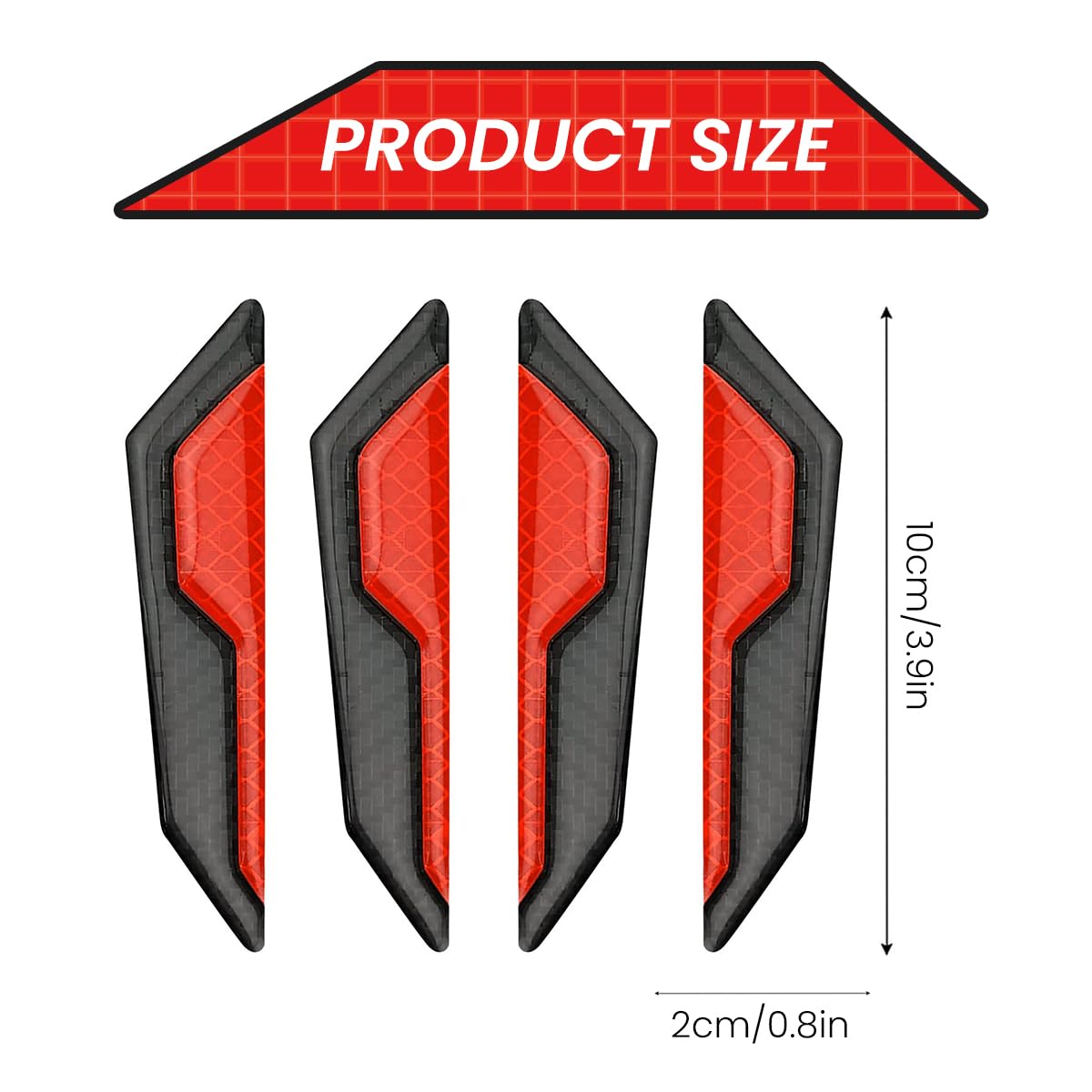 STHIRA Car Bumper Protector Guard 4Pcs for Anti Collision with Self Adhesive Design | Red Reflective Geometric Stickers
