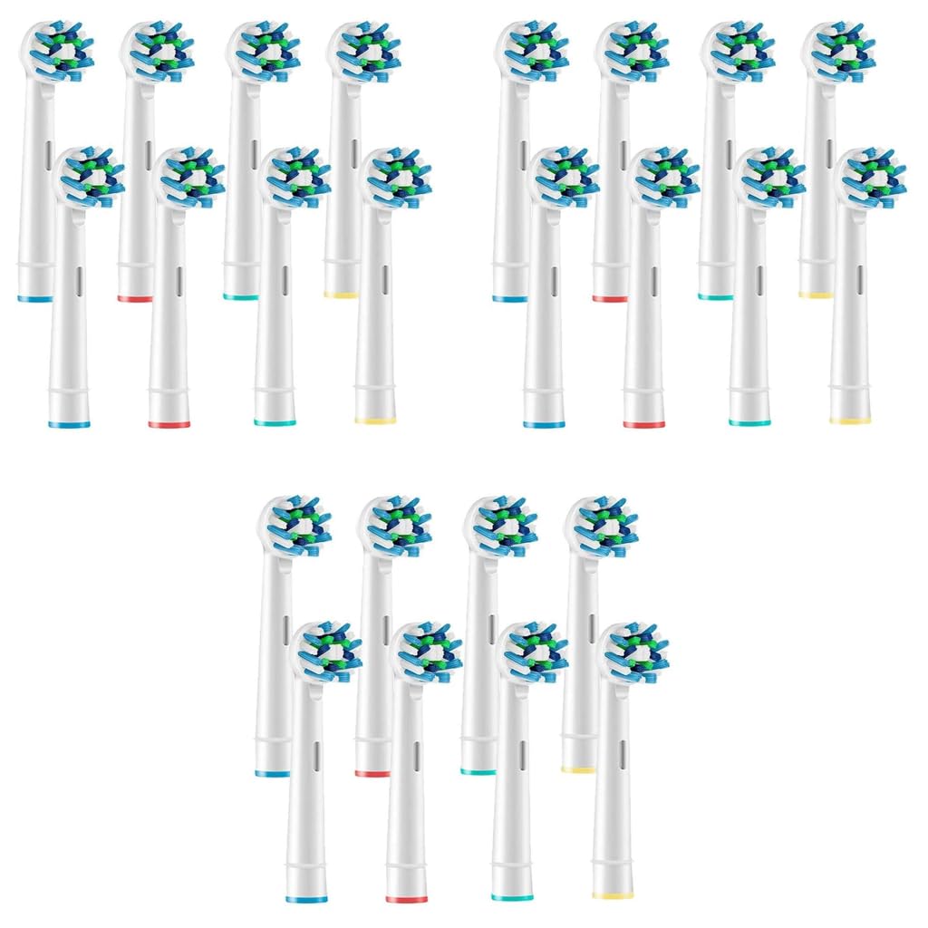 MAYCREATE Replacement Brush Heads for Oral B Electric Toothbrush featuring 16° Cross Action Bristles Pack of 8 | White Nylon