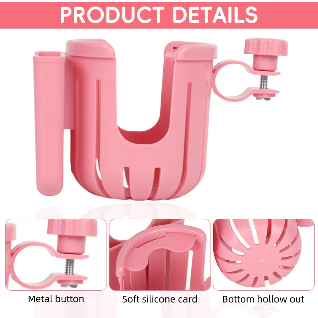 Proberos Water Bottle Holder for Bikes with 2 in 1 Phone Mount featuring Screw Fix Clamp | Pink