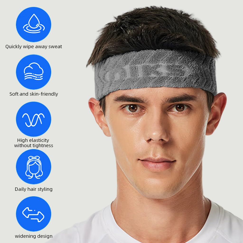 Proberos Sport Headband for Running and Yoga with Anti Slip Silicone Grip | Grey Cotton Blend