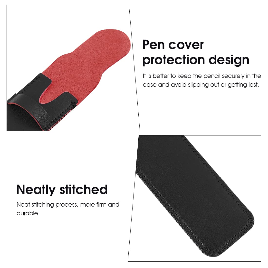 ZORBES Leather Protective Pencil Case for Apple Pencil 1st & 2nd Gen with 230×60×2 mm Fit | Black Red Sleeve for Stylus Storage