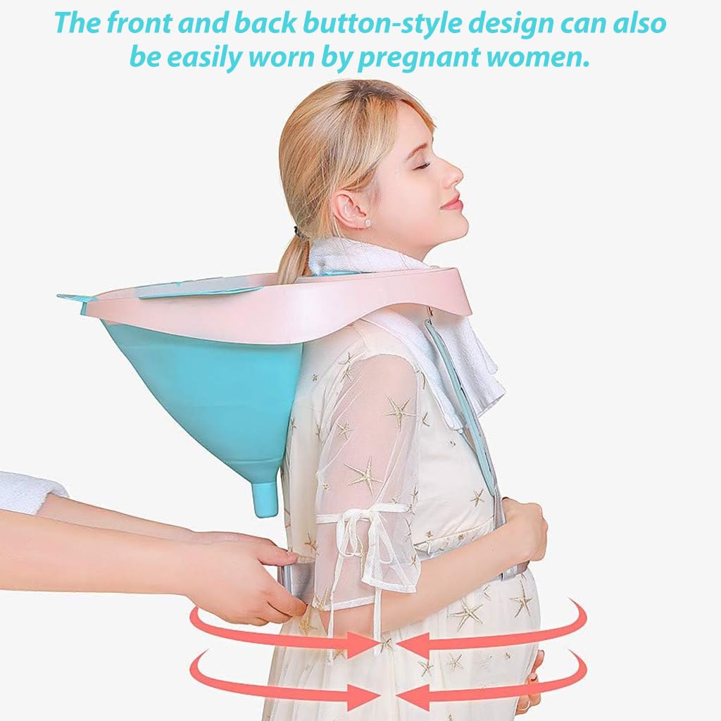 PALAY Inflatable Washing Hair Basin for Elderly and Bedridden with Drain Pipe | Pink Silicone Portable Sink