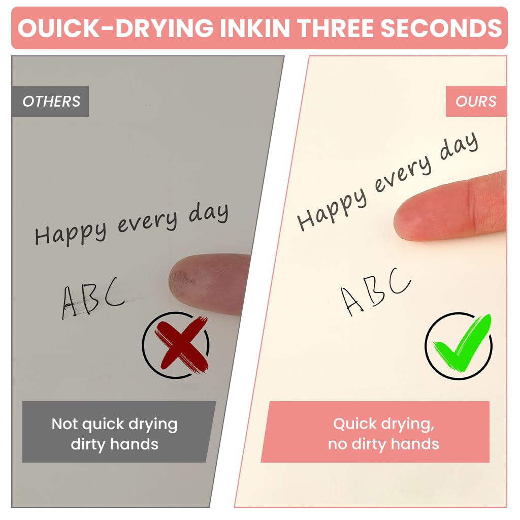 Zibuyu Click Pens for Students with Cushion Foam Grips 5 Pcs Black Ink | Smooth Writing