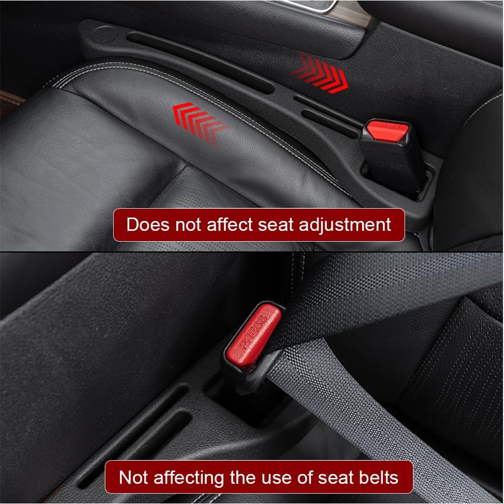 STHIRA Car Seat Gap Filler Organizer for Space Maximization with Three Grooves | 2Pcs Sleek Black Compatible with Most Cars