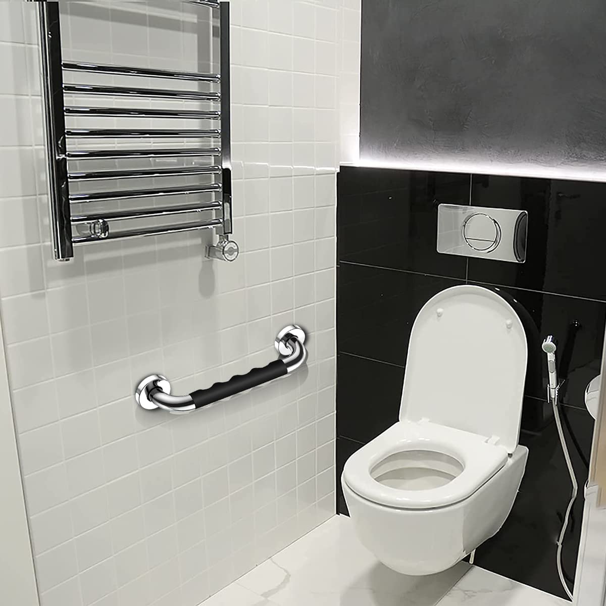 ELEPHANTBOAT Stainless Steel Shower Grab Bar 2 Pack 12 in with Anti Slip Silicone Grip | Supports 500 lbs