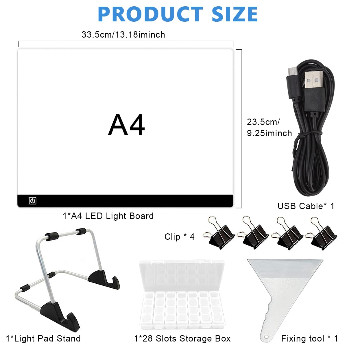 HASTHIP A4 LED Light Board for Diamond Painting with 28 Grid Storage Box and Adjustable Stand