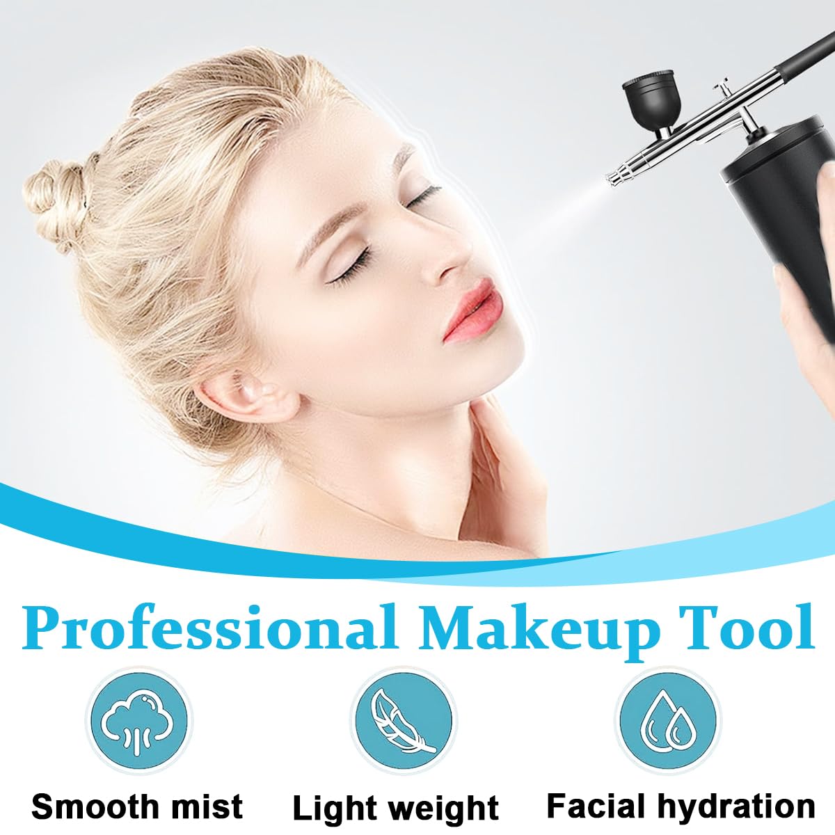 HANNEA Airbrush Kit for Makeup and Cake Decorating with 23–27 PSI Power | 0.3mm Nozzle and Ergonomic Handheld Design