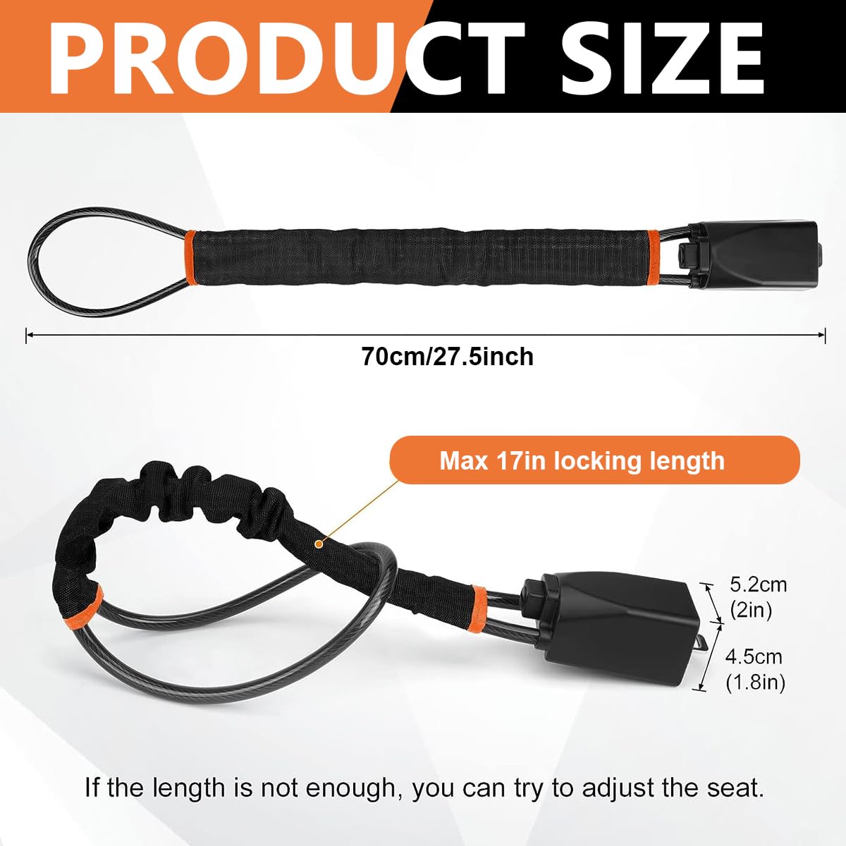 STHIRA Car Steering Wheel Lock for Sedans SUVs and Trucks with Steel Chain Alloy Core | Includes 3 Keys