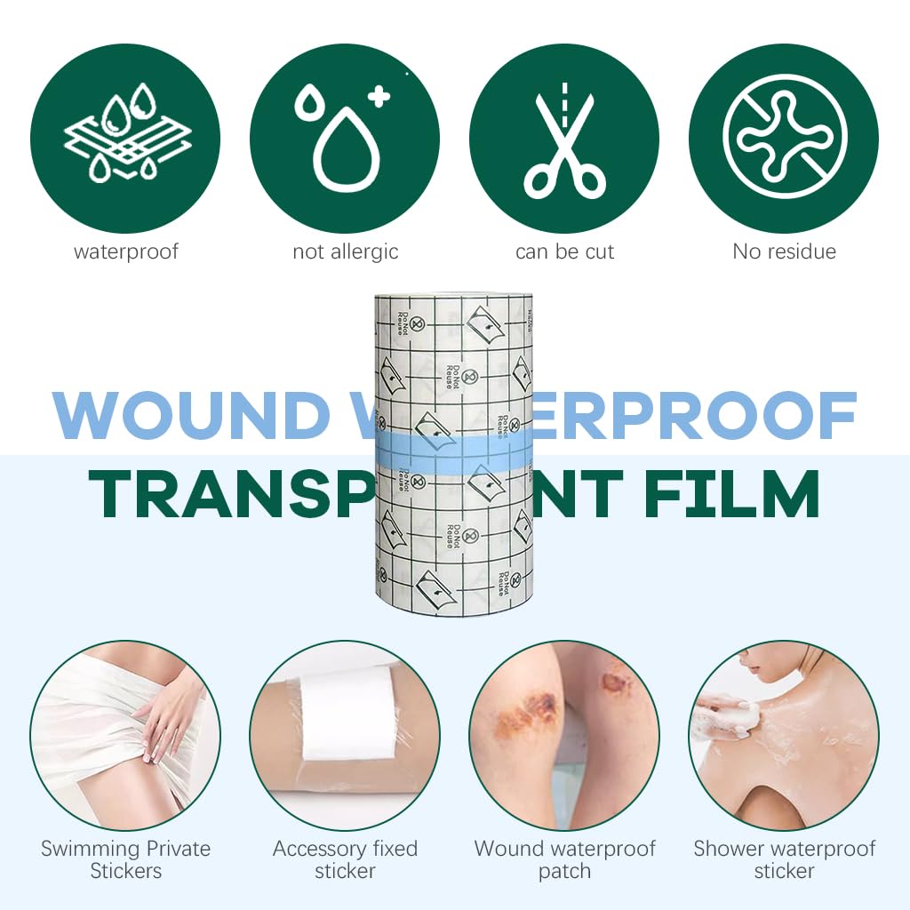 HANNEA Transparent Waterproof Sticker for Wound and Tattoo Care featuring 3 Layer Design | 3.15 in x 16.4 ft PU Film