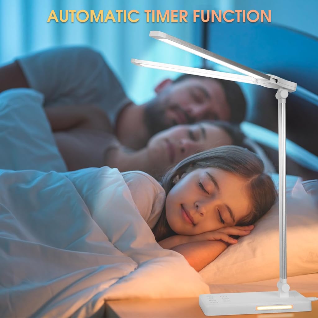 ELEPHANTBOAT LED Desk Lamp for Reading with Dual Swing Arm and 76PCS LEDs | 5 Color Modes