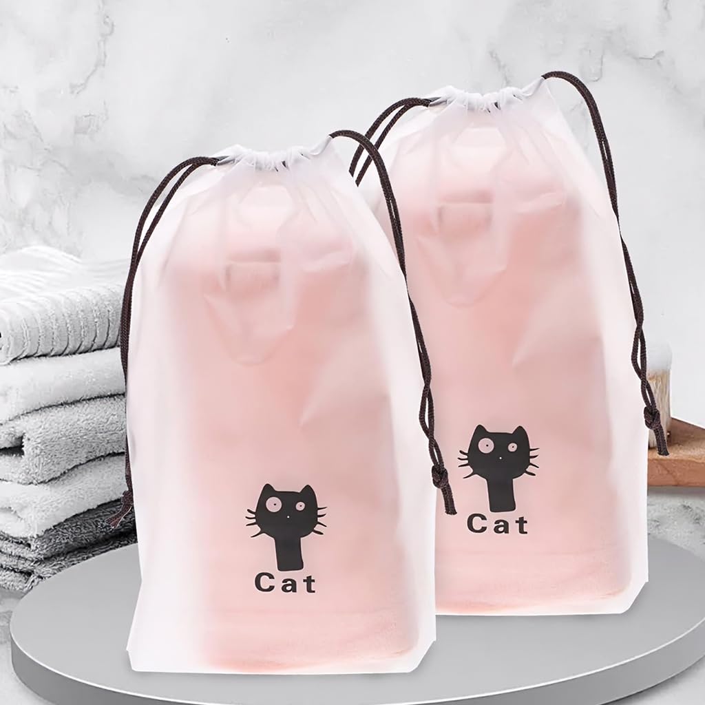 ZIBUYU Clear Drawstring Shoe Bags for Travel with Waterproof PE 30x35cm | Unisex Dustproof Storage