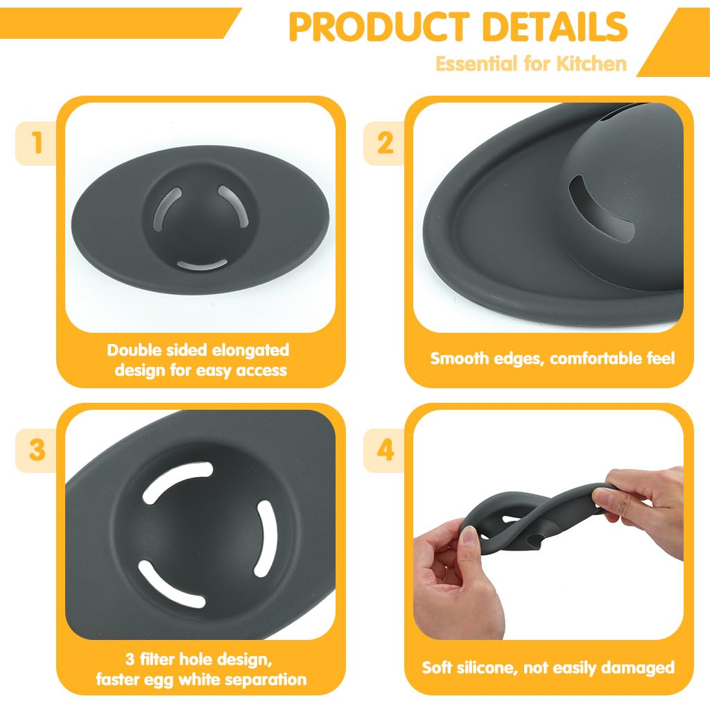 Supvox Silicone Egg Separators for Baking and Cooking with 5.4 in Bowl Fit | 2 Pack Reusable