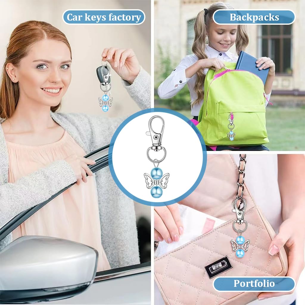 Supvox Guardian Angel Keychain for Girls with 30 Pcs Pearl Pendant and Thank You Tags | Ideal for Birthday and Party Favors
