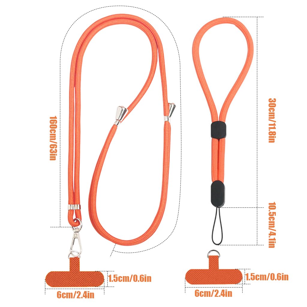 ZORBES Phone Strap for Neck and Wrist with Quick Release Attachment Insert | Adjustable Nylon Lanyard in Orange