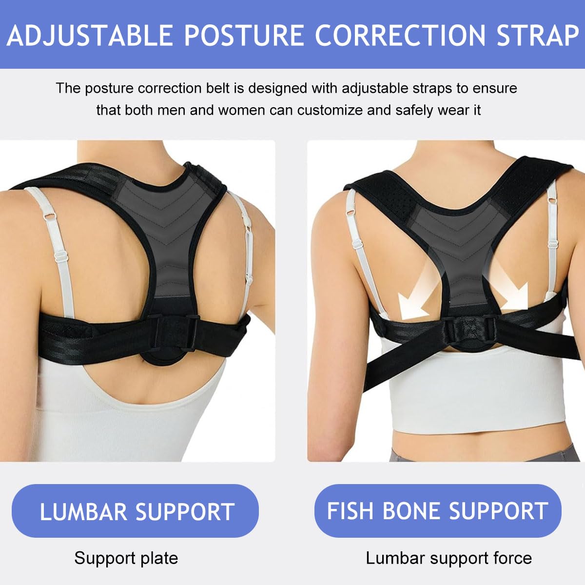 Zibuyu Posture Corrector for Women and Men with Adjustable Straps and Breathable Mesh | XL Back Brace for Shoulder and Spine Alignment