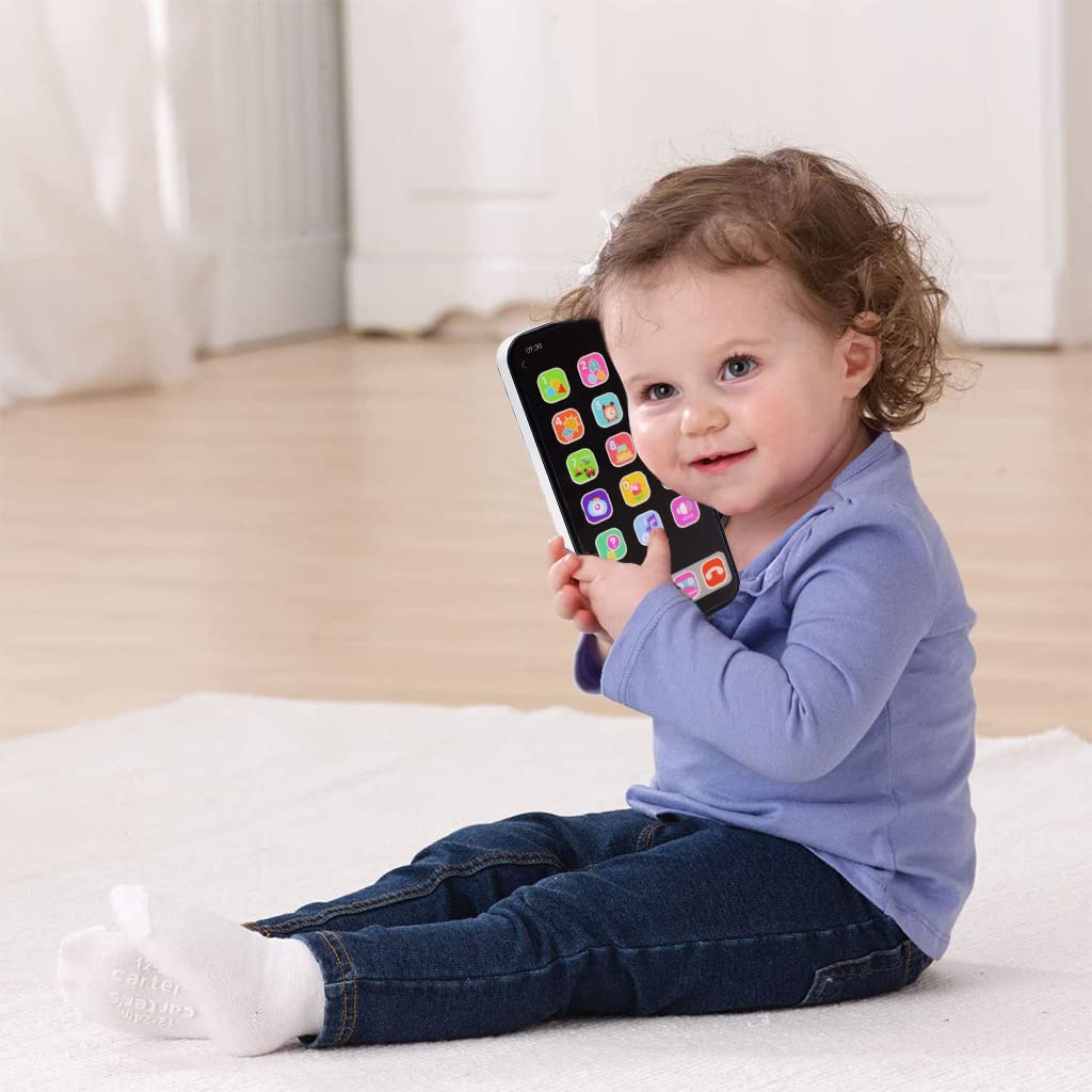 PATPAT Kids Phone Toy with 19 Buttons for Learning and Music | Battery Powered Black