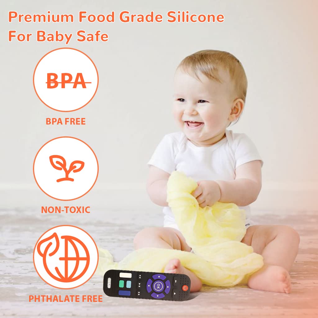 PATPAT Silicone Teether Toy for 6–12 Months featuring Pig Remote Shape and Blue Color | Soothes Baby Gums and Supports Sensory Development