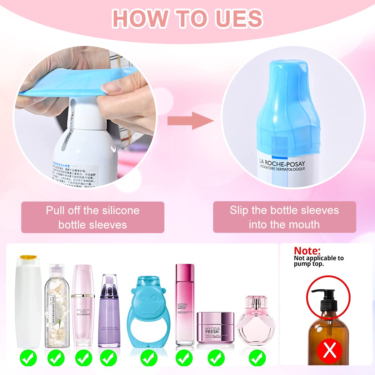 MAYCREATE Leak Proof Sleeves for Travel Bottles 24pcs with Elastic Silicone Seal | Reusable Toiletry Covers