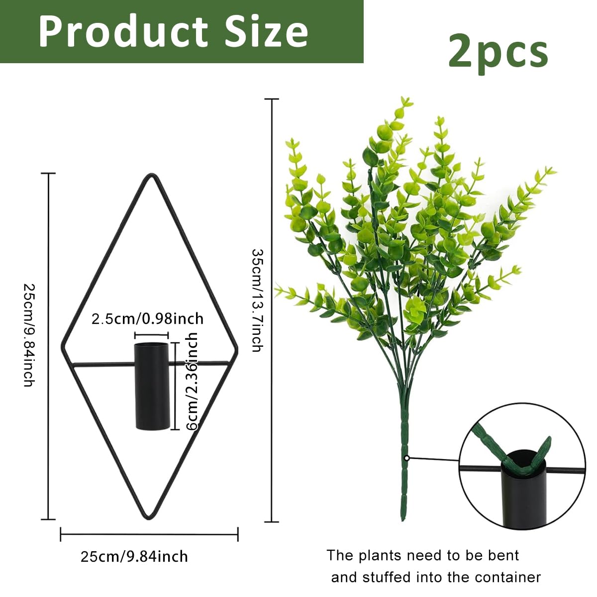 HASTHIP Hanging Planters for Living Room and Office with Metal Pots | 2Pcs Modern Minimalist Décor