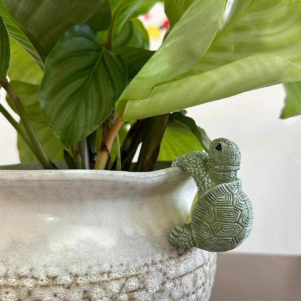 HASTHIP Resin Turtle Ornament for Planters with Hanging Climbing Design 7x5.5cm | Garden Decor