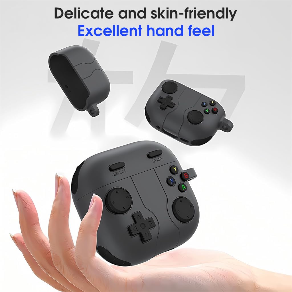 ZORBES Earbuds Case Cover for AirPods 4 with Carabiner and Retro Gaming Design | Silicone Protection