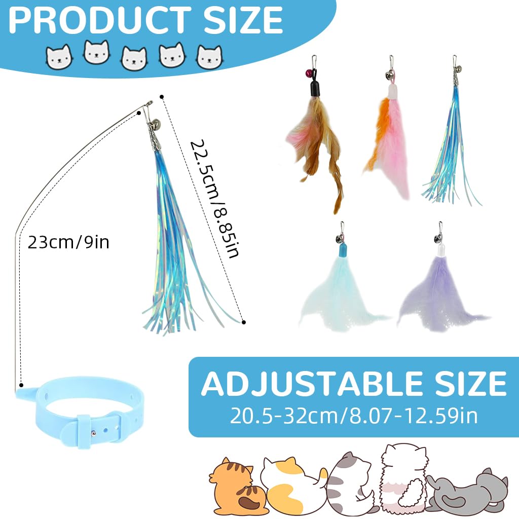 Qpets Cat Teaser Toy for Self Entertainment with Swivel Steel Wire and 5 Feather Charms