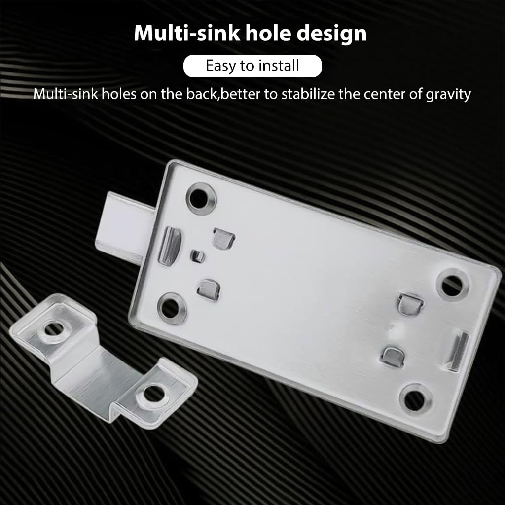 Venzina Door Latches for Home with Push to Open Slide Mechanism 2 Pcs Stainless Steel Silver