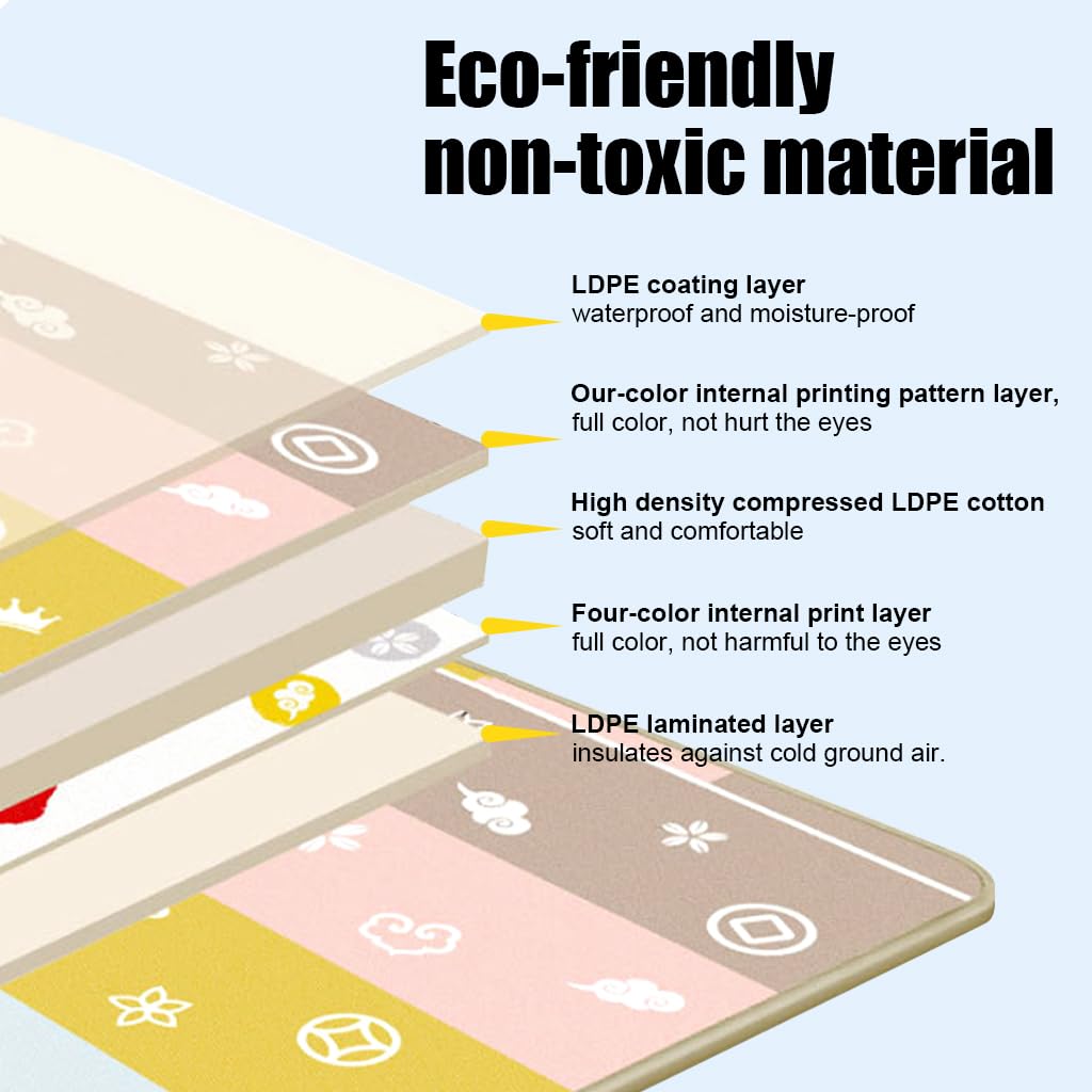 SNOWIE SOFT Baby Play Mat for Floor 70.8 x 39.3 in with Foldable Waterproof Design | Skin Friendly PE for Crawling