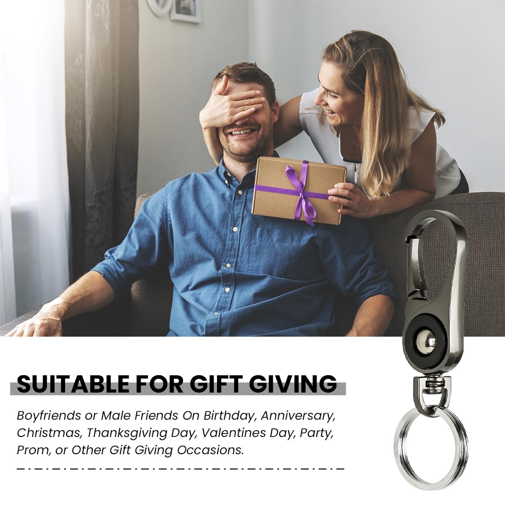 Zibuyu Mens Key Chain with Dual Rings for Car and Home Keys featuring Zinc Alloy Silver Finish