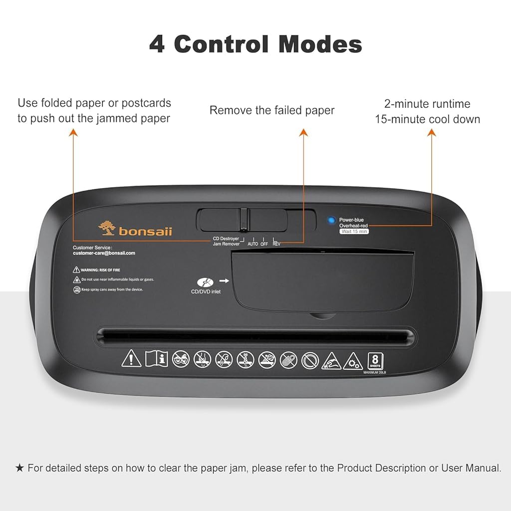 Climberty® StripCut Paper Shredder for Home & Office Use, 8 Sheets, Overheat Protection, 3.4 Gallon Trash Can