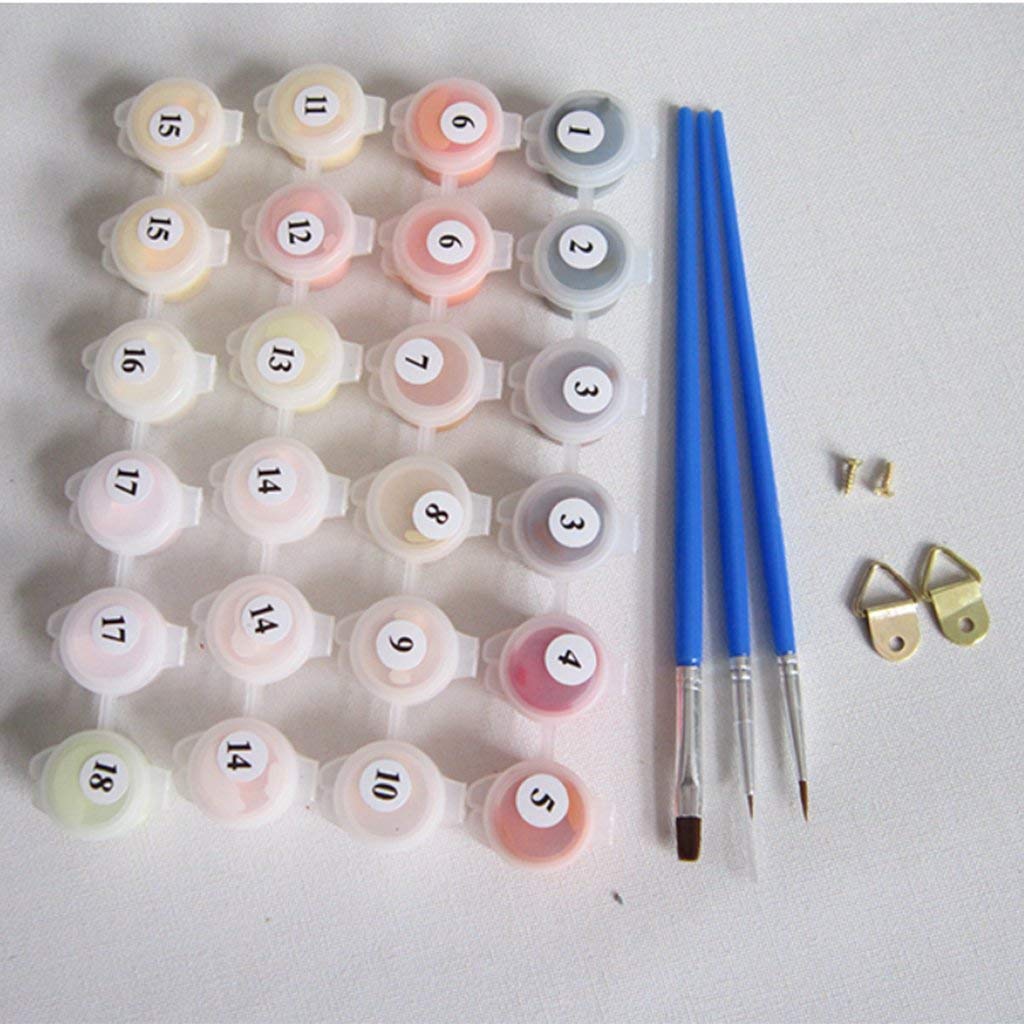 HASTHIP® DIY Digital Painting by Numbers Kit Unframed Mediterranean Style On Canvas for Drawing Learning As Described Multicolour 3 PCS